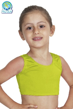 TOP DANZA LYCRA CORTO CON SPALLINE SPESSE VERDE MELA BABY